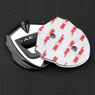 Dacia Badge Self Adhesive Graphite White Print Dark Matte Logo Design