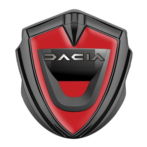 Dacia Fender Emblem Badge Graphite Red Print Dark Matte Logo Edition