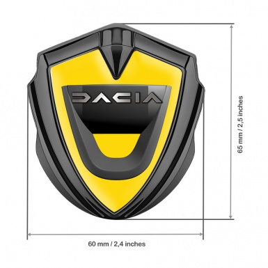Dacia Emblem Trunk Badge Graphite Yellow Base Dark Matte Logo Design
