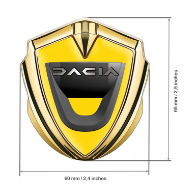 Dacia Emblem Trunk Badge Gold Yellow Base Dark Matte Logo Design