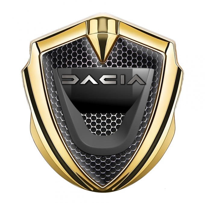 Dacia Metal Emblem Badge Gold Black Grate Dark Matte Logo Variant