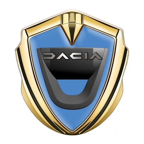 Dacia Domed Emblem Badge Gold Glacial Blue Dark Matte Logo Variant