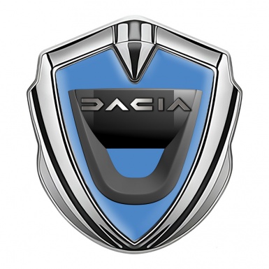 Dacia Domed Emblem Badge Silver Glacial Blue Dark Matte Logo Variant