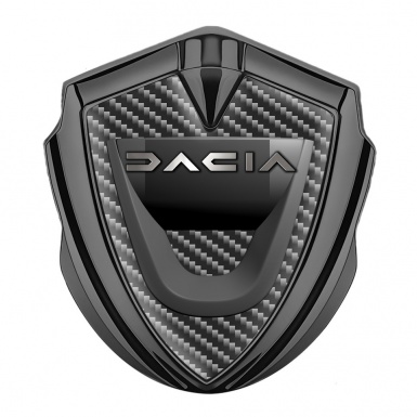 Dacia Emblem Metal Badge Graphite Carbon Fiber Dark Matte Logo Edition