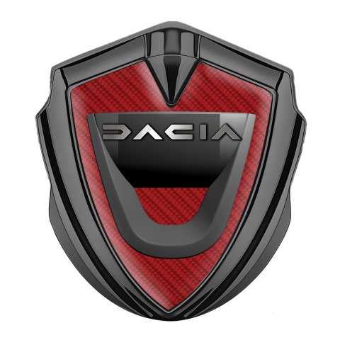 Dacia Silicon Emblem Badge Graphite Red Carbon Dark Matte Logo