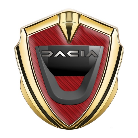 Dacia Silicon Emblem Badge Gold Red Carbon Dark Matte Logo