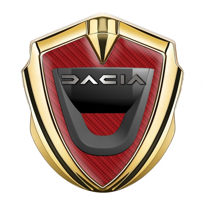 Dacia Silicon Emblem Badge Gold Red Carbon Dark Matte Logo