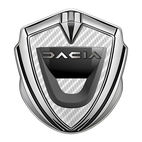 Dacia Emblem Silicon Badge Silver White Carbon Dark Matte Logo