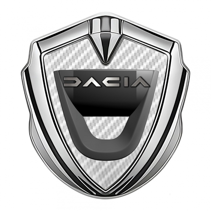 Dacia Emblem Silicon Badge Silver White Carbon Dark Matte Logo