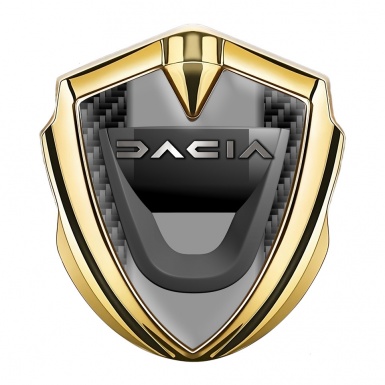Dacia Metal Domed Emblem Gold Black Carbon Frame Matte Logo Design