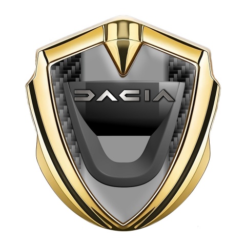 Dacia Metal Domed Emblem Gold Black Carbon Frame Matte Logo Design