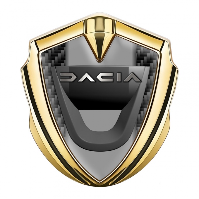 Dacia Metal Domed Emblem Gold Black Carbon Frame Matte Logo Design
