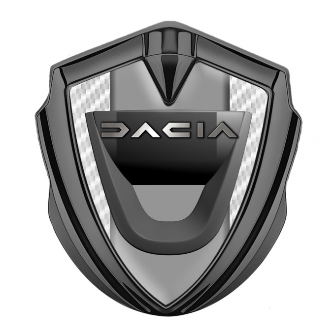 Dacia Emblem Fender Badge Graphite White Carbon Frame Matte Logo Design