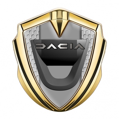 Dacia Metal Emblem Self Adhesive Gold Honeycomb Frame Matte Logo