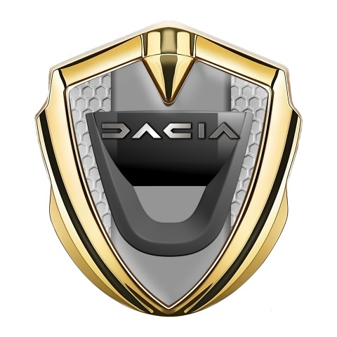Dacia Metal Emblem Self Adhesive Gold Honeycomb Frame Matte Logo