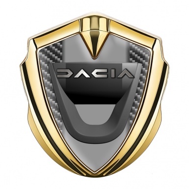 Dacia Emblem Trunk Badge Gold Dark Carbon Frame Matte Logo