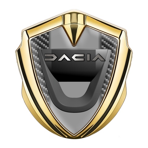 Dacia Emblem Trunk Badge Gold Dark Carbon Frame Matte Logo