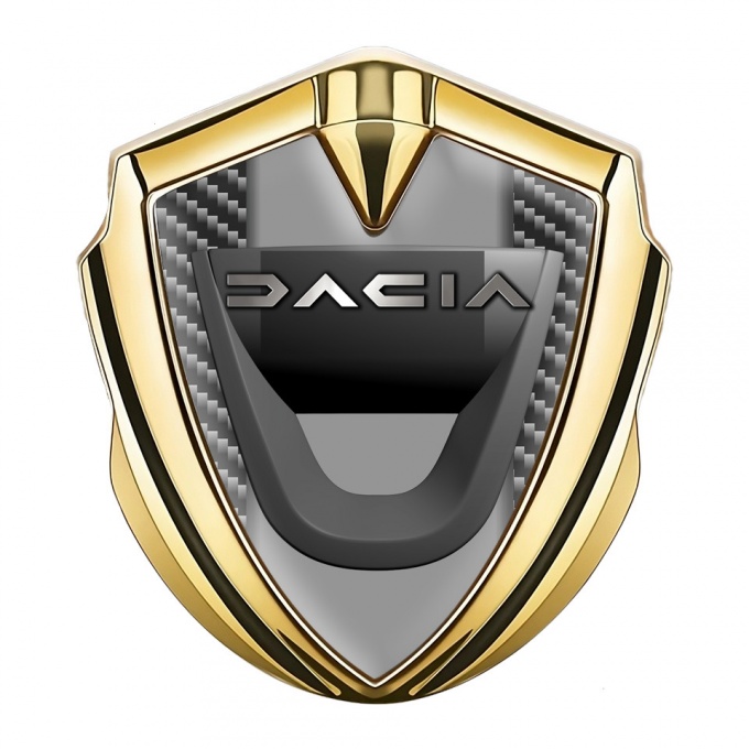 Dacia Emblem Trunk Badge Gold Dark Carbon Frame Matte Logo