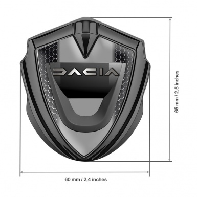Dacia Domed Emblem Badge Graphite Perforated Grate Steel Logo Effect