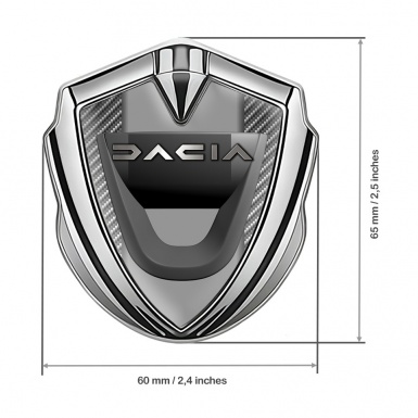 Dacia Emblem Ornament Badge Silver Light Carbon Frame Steel Logo Effect