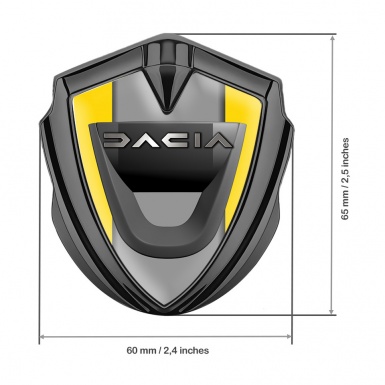 Dacia Bodyside Domed Emblem Graphite Yellow Frame Steel Logo Effect