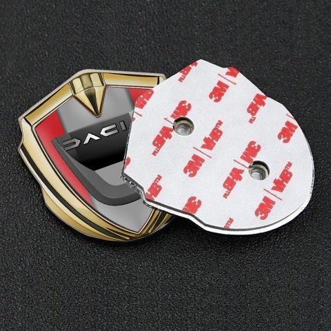 Dacia Emblem Metal Badge Gold Red Frame Steel Logo Effect