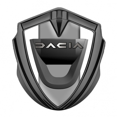 Dacia Emblem Badge Self Adhesive Graphite White Frame Steel Logo Effect