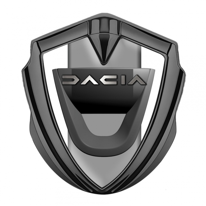 Dacia Emblem Badge Self Adhesive Graphite White Frame Steel Logo Effect