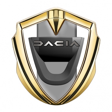 Dacia Emblem Badge Self Adhesive Gold White Frame Steel Logo Effect