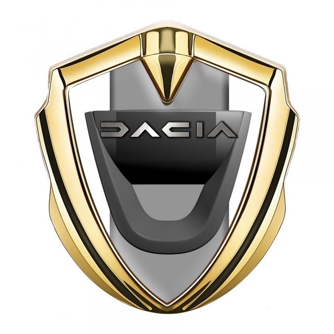 Dacia Emblem Badge Self Adhesive Gold White Frame Steel Logo Effect