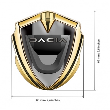 Dacia Silicon Emblem Badge Gold Black Frame Steel Logo Effect