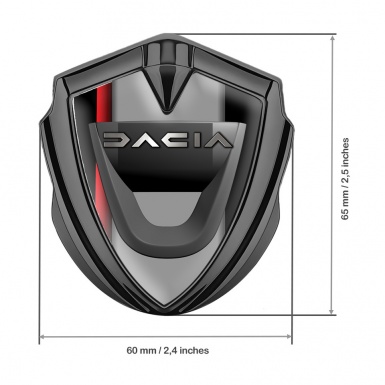 Dacia Emblem Car Badge Graphite Red Stripe Steel Logo Effect