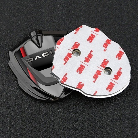Dacia Emblem Car Badge Graphite Red Stripe Steel Logo Effect