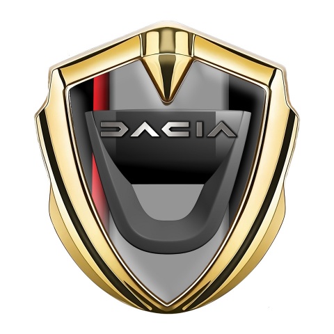 Dacia Emblem Car Badge Gold Red Stripe Steel Logo Effect