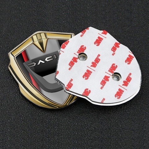 Dacia Emblem Car Badge Gold Red Stripe Steel Logo Effect