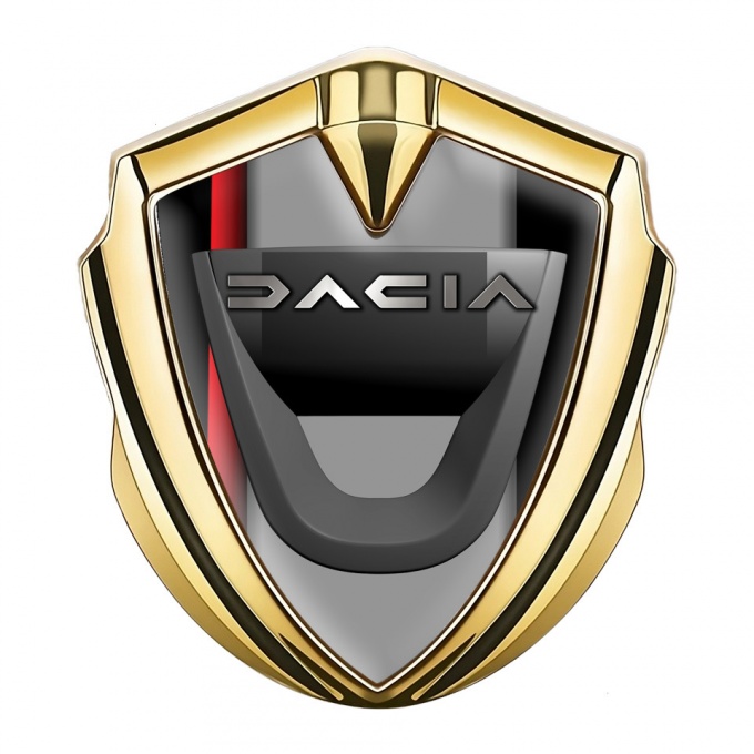 Dacia Emblem Car Badge Gold Red Stripe Steel Logo Effect