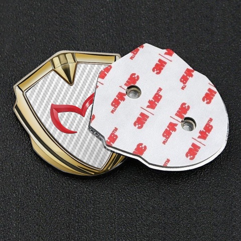 Mazda Metal Domed Emblem Gold White Carbon Crimson Logo Design