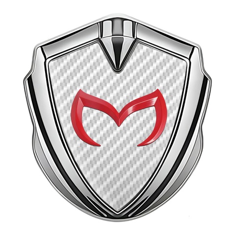 Mazda Metal Domed Emblem Silver White Carbon Crimson Logo Design