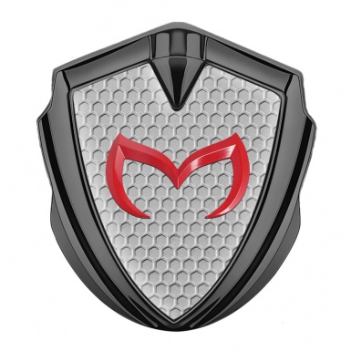 Mazda Badge Self Adhesive Graphite Grey Honeycomb Crimson Logo Design