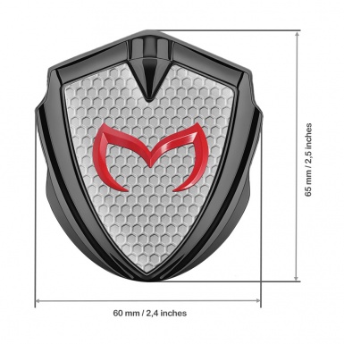 Mazda Badge Self Adhesive Graphite Grey Honeycomb Crimson Logo Design