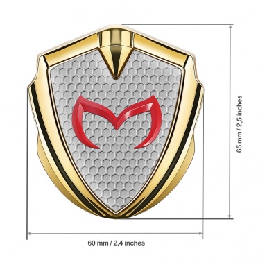 Mazda Badge Self Adhesive Gold Grey Honeycomb Crimson Logo Design
