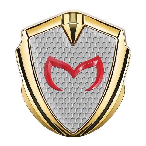 Mazda Badge Self Adhesive Gold Grey Honeycomb Crimson Logo Design
