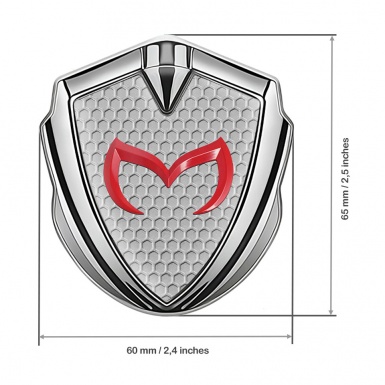Mazda Badge Self Adhesive Silver Grey Honeycomb Crimson Logo Design