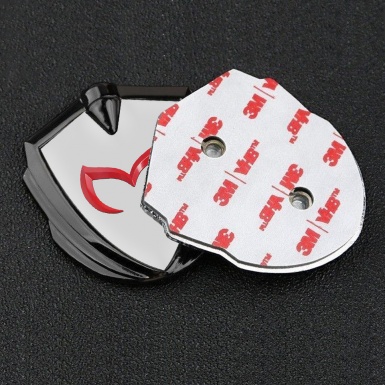 Mazda Fender Emblem Badge Graphite Grey Base Crimson Logo Design