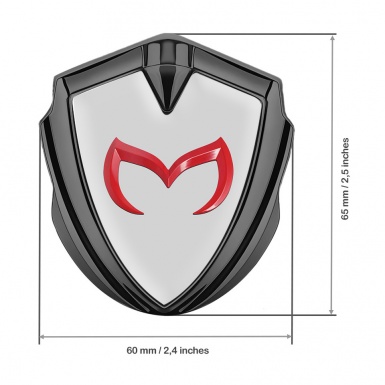 Mazda Fender Emblem Badge Graphite Grey Base Crimson Logo Design