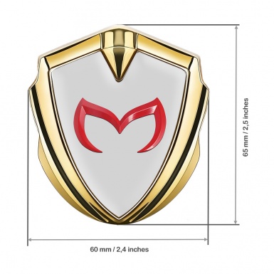 Mazda Fender Emblem Badge Gold Grey Base Crimson Logo Design