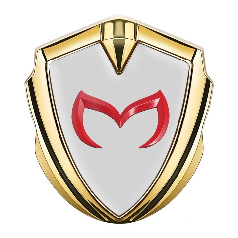 Mazda Fender Emblem Badge Gold Grey Base Crimson Logo Design