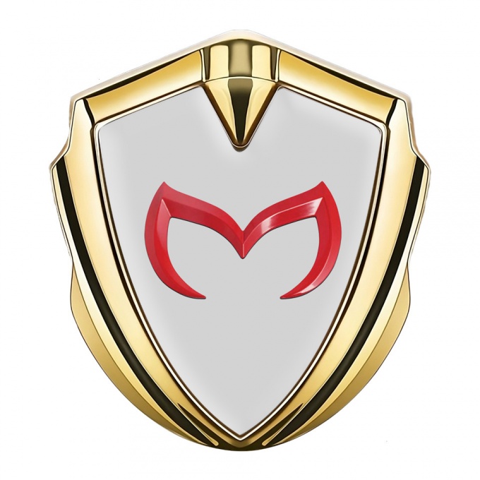 Mazda Fender Emblem Badge Gold Grey Base Crimson Logo Design