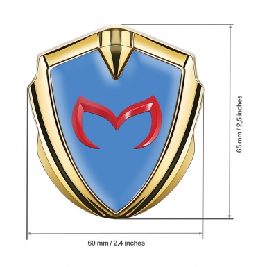 Mazda Fender Emblem Badge Gold Glacial Blue Crimson Logo Design
