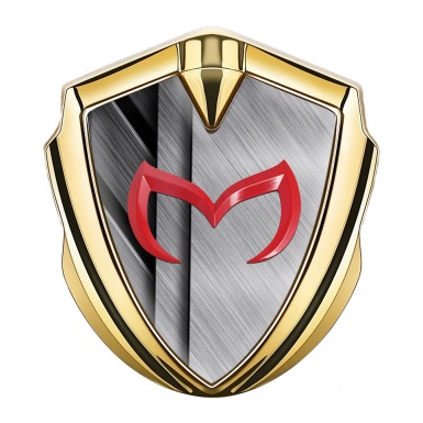 Mazda Bodyside Domed Emblem Gold Polished Details Red Logo